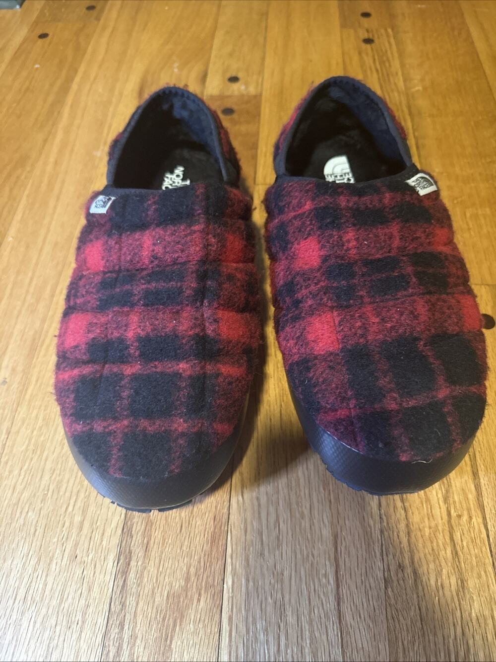 NEW The North Face Thermoball Wool Mule Slippers Men’s 10 Red Plaid Insulated